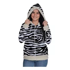 Blusa Moletom Casaco Lã Zipper Zebra Branco Edição Inverno