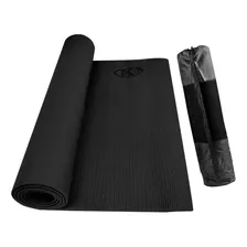Colchoneta Yoga Mat Pilates Con Bolso De 5mm K6 Color Negro
