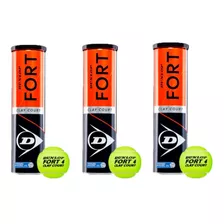 Pack 3 Tarro De Pelotas De Tenis Dunlop Fort Clay Arcilla X4