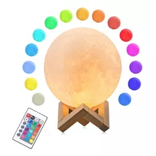 Lampara Luna 3d Led Touch Recargable Colores Mesa + Control