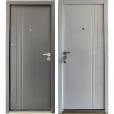 Puerta Doble Chapa De Seguridad Semiblindada De Exterior Color Negro