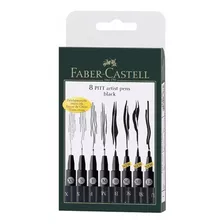 Caneta Pitt Faber Castell Cj 8 Black Preta *blackfriday