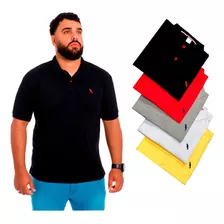 Kit 5 Camisa Polo Masculina Plus Especial Piquet G1 Ao G3