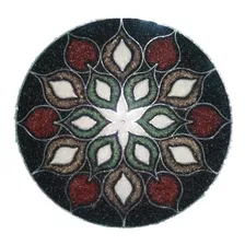Painel Mandala Textura Tulipas Em Pedras Semi Preciosas 80cm