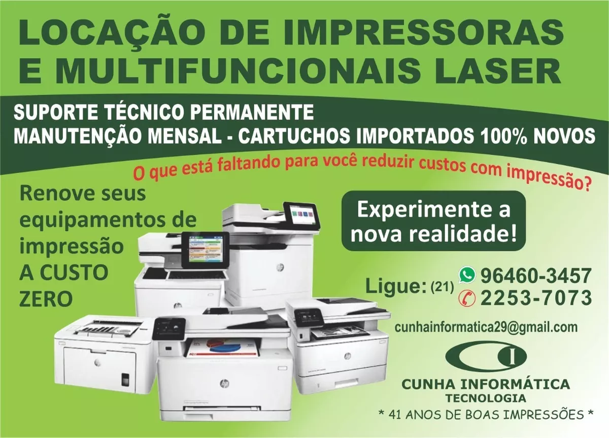 Locação De Impressora Laser, À Partir De 150,00 Mês - No R.j