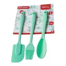 Kit 3 Peças Colher E Pincel Espátula De Silicone Culinário