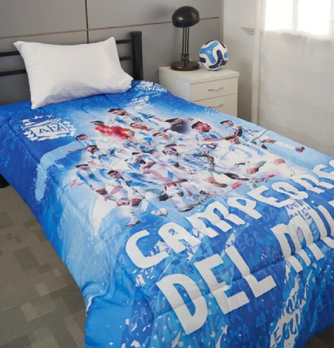 Acolchado Afa Seleccion Argentina Campeon Mundial 1 1/2 Plaz Afa Sublimado 4