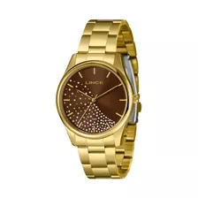 Relógio Feminino Lince Lrgj154l40 Dourado Mostrador Marrom