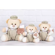 Trio De Ursos Macacão Com Brinquedos Para Nicho E Decoração