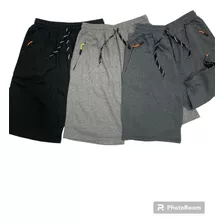 Pack X2 Bermuda Short Rustico S/ Frisa C/bolsillos Y Cierre 