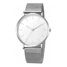 Reloj Metalico Plateado, Minimalista Clásico