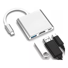 Adaptador Extensor Hdmi Tipo C 3 Em 1 Usb 3.0 Pd 4k Ultra Hd