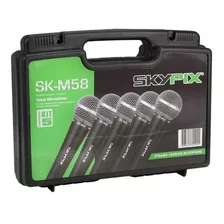 Kit Com 5 Microfones Profissionais Skypix Sk-bm58-5 Com Case