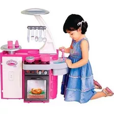 Cozinha Classic Infantil Kit C/ Fogão Pia Geladeira Cotiplás Cor Rosa E Branco