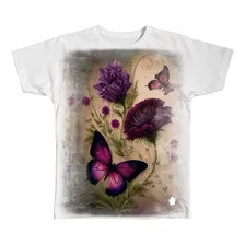 Camisa Camiseta Personalizada Borboleta Flores Jardim Br 01