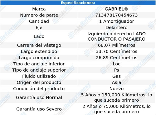 Amortiguador Gas Conductor O Pasajero Del Cirrus 01-06 Foto 2