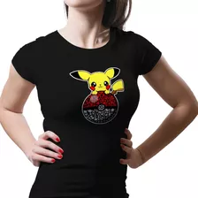 Camisetas 100% Algodão Premium Feminino Pikachu Pokemon Geek