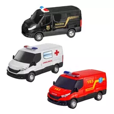 Kit Carrinhos De Polícia Ambulância E Bombeiros Iveco