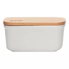 Mantequillero De Cerámica Tapa Bamboo 300 Ml Simplit