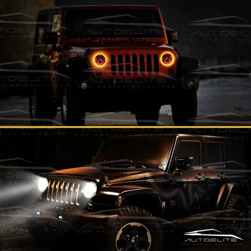 * Faros Led Jeep Jk Ojos De ngel Wrangler Sahara Rubicn Foto 5