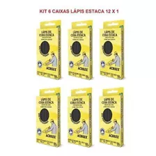 Gizes De Cera Acrilex Lápis De Cera Estaca 6 Kits X 12 U- Preto