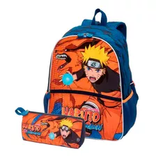 Mochila De Costas + Estojo Naruto Shippuden Kurama