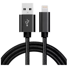 Cable Lightning A Usb Ibox Nylon, 2m, Mfi, Negro