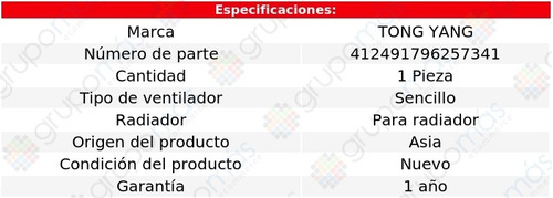Motoventilador Sencillo Corolla L4 1.8l 14 Al 16 Tong Yang Foto 2