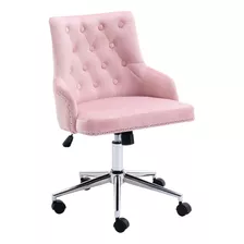 Silla De Escritorio Rosa De Terciopelo Con Ruedas, Silla De 