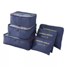 Kit De Organizador Necessaire Mala De Viagem,6 Peças Prático Cor Azul-escuro