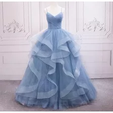 Vestido De 15 Anos Longo Azul Lindo Debutante Barato '70a'