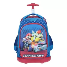 Mochila Chenson Con Carrito Mario Bros Escolar Mb63597 Color Azul