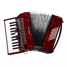 Acordeon Benson Bac48 3-prd Vermelho Com Case E Bag