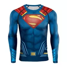 Tops Camisa Compresión Con Estampado De Superman Para Hombre