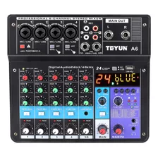 Mezcladora Mixer De Audio 6 Canales Bluetooth Mp3 Teyun A6