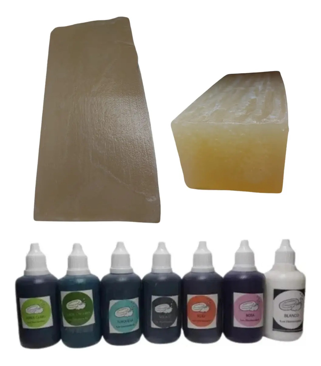 Jabón Base De Glicerina Transparente X 2 Kilos Y 3 Colorante