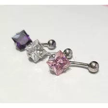 Piercing Ombligo Zirconia Cuadrada Titanio Navel