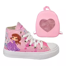 Tênis Botinha Infantil Feminino Menina + Mochila Glitter