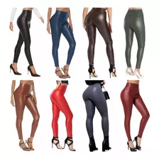 Leggins Vinipiel Afelpados Colores Elásticos Flexible