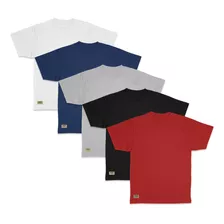 Kit 5 Camisas Masculinas Coloridas Em Algodão