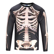 Stretchy Bone Print Fun Long Sleeve T Shirt