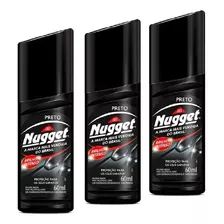 Polidor De Sapatos Nugget Preto Cera Líquida 60ml Kit 3uni