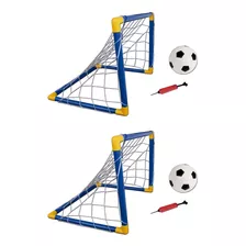 Dos Arcos De Futbol + Pelota + Inflador. Juego De Futbol