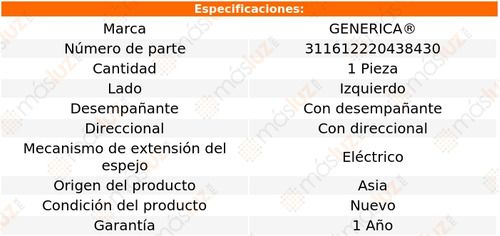 1- Espejo Izquierdo Elect Pathfinder 2017/2018 Genrica Foto 2