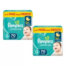 Fraldas Pampers Confort Sec G Kit Com 2 Unid De 70 Cada