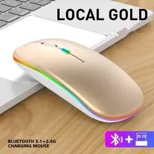 Mouse Recarregável Sem Fio Wireless Com Led Rgb Ergonômico