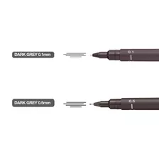 Uni Pin Dark Grey Tinta Pigmentada 0,1 O 0.5 Mm X Unidad