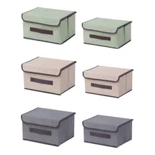 6 Piezas Cajas Organizadoras De Tela Caja Plegables Con Tapa