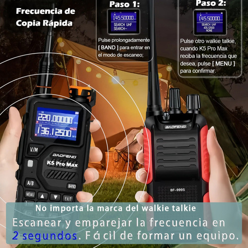 Walkie Talkie Largo Alcance 12w Uhfvhf Amfm Lcd Usbc Polica Foto 5