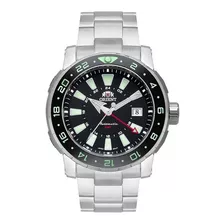 Relógio Orient Masculino Automático Gmt Nh3ss001 Diver 300m Cor Da Correia Prateado Cor Do Bisel Preto Cor Do Fundo Preto